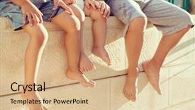  Presentation with black children babies hands feet - Beautiful slide set featuring group of happy children feet backdrop and a coral colored foreground