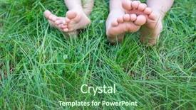  Presentation with children - Colorful slides enhanced with group of happy children feet backdrop and a ocean colored foreground