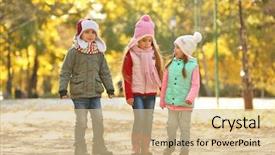  Presentation with diverse group of children - Presentation theme having group of happy children resting background and a  colored foreground