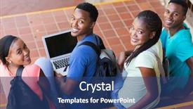  Presentation with college students - Theme having group of happy college students background and a ocean colored foreground