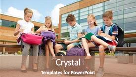  Presentation with friendship school - Slide set consisting of group of happy elementary school background and a  colored foreground