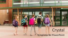  Presentation with back school education - Amazing slide set having group of happy elementary school backdrop and a lemonade colored foreground