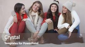  Presentation with teens - Slide deck with group of happy friendly teens school girls background and a gray colored foreground