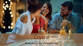  Presentation with party time - Cool new slides with group-of-happy-friends-enjoying backdrop and a coral colored foreground