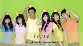  Presentation with hands holding - Colorful theme enhanced with group-of-happy-friends-holding backdrop and a blonde colored foreground