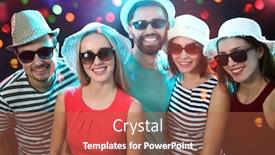  Presentation with night club - Theme with group-of-happy-friends-posing background and a red colored foreground