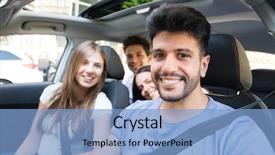  Presentation with sharing - Presentation theme consisting of group of happy friends sharing background and a light blue colored foreground