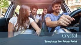  Presentation with sharing - Presentation theme having group-of-happy-friends-sharing background and a ocean colored foreground