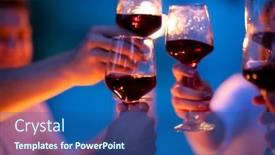  Presentation with outdoor party - Colorful PPT layouts enhanced with group of happy friends toasting red wine glass while having picnic french dinner party outdoor during summer holiday vacation near the river on beautiful evening in nature backdrop and a ocean colored foreground