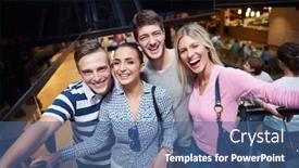  Presentation with mall - PPT layouts featuring group-of-happy-friends background and a  colored foreground