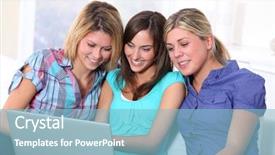  Presentation with internet surfing - Theme consisting of happy girls surfing on internet background and a light blue colored foreground