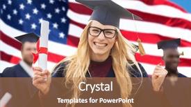  Presentation with international student - Presentation theme with group of happy international student background and a  colored foreground