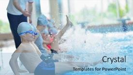  Presentation with kids play sports children sports - PPT theme consisting of group of happy kids children background and a light blue colored foreground