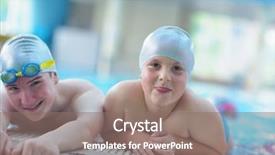  Presentation with happy kids - Cool new presentation theme with group of happy kids children backdrop and a  colored foreground