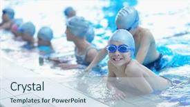  Presentation with happy kids - Amazing presentation theme having group of happy kids children backdrop and a sky blue colored foreground