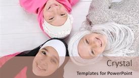  Presentation with muslim - Slides with group of happy little muslim background and a coral colored foreground