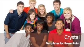  Presentation with multi racial - Beautiful PPT layouts featuring group of happy multi-racial backdrop and a tawny brown colored foreground