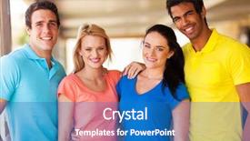  Presentation with friends - PPT layouts with group of happy multiracial friends background and a  colored foreground