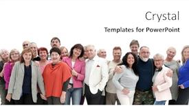  Presentation with people - Amazing PPT theme having group-of-happy-people-isolated backdrop and a white colored foreground