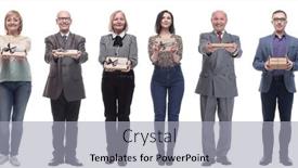  Presentation with gifts - Slides consisting of group-of-happy-people background and a light gray colored foreground