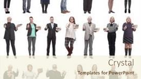  Presentation with gifts - PPT theme enhanced with group-of-happy-people background and a cream colored foreground