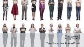  Presentation with gifts - PPT theme with group-of-happy-people background and a light gray colored foreground