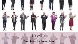  Presentation with gifts - Presentation theme with group-of-happy-people background and a soft green colored foreground