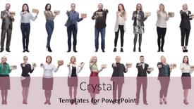  Presentation with gifts - Presentation design enhanced with group-of-happy-people background and a coral colored foreground