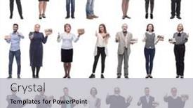  Presentation with gifts - Theme enhanced with group-of-happy-people background and a light gray colored foreground