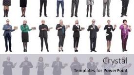  Presentation with gifts - Presentation design having group-of-happy-people background and a light gray colored foreground