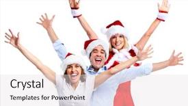  Presentation with christmas party - Cool new PPT theme with group of happy people backdrop and a lemonade colored foreground