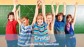  Presentation with children in wheelchairs in school setting - Beautiful slides featuring group of happy school children backdrop and a teal colored foreground