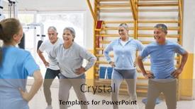  Presentation with nursing - PPT layouts enhanced with group-of-happy-senior-people background and a coral colored foreground