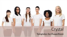  Presentation with diversity hands - Beautiful presentation theme featuring group of happy smiling different backdrop and a soft green colored foreground