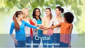  Presentation with diversity women - Beautiful slide set featuring group of happy smiling different backdrop and a ocean colored foreground