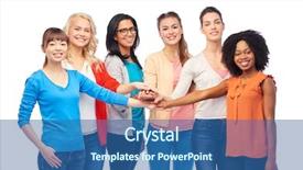  Presentation with diversity women - Presentation theme featuring group of happy smiling different background and a ocean colored foreground