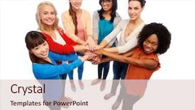  Presentation with ethnicity - Slides having group of happy smiling different background and a lemonade colored foreground