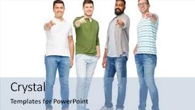  Presentation with ethnicity - Theme enhanced with group of happy smiling men background and a light blue colored foreground