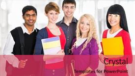  Presentation with students - PPT layouts with group of happy students background and a red colored foreground