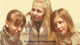  Presentation with teen girls - Presentation design enhanced with group of happy teen girls in city street background and a coral colored foreground