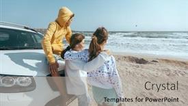  Presentation with girls trip - Cool new theme with group-of-happy-teenage-friends backdrop and a light gray colored foreground