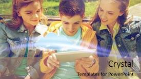  Presentation with cloud technology - Amazing slides having group of happy teenage student backdrop and a coral colored foreground