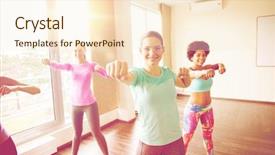  Presentation with martial arts - Amazing slides having group of happy women work backdrop and a  colored foreground