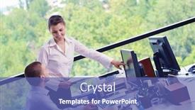  Presentation with young business people - Presentation theme with group-of-happy-young-business background and a  colored foreground