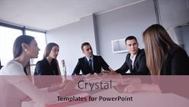  Presentation with young business people - Theme having group-of-happy-young-business background and a coral colored foreground