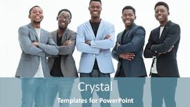  Presentation with young business people - Presentation theme enhanced with group-of-happy-young-business background and a teal colored foreground