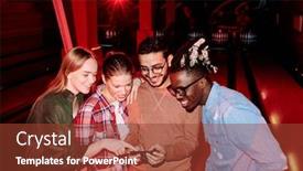  Presentation with scrolling - Audience pleasing PPT layouts consisting of group-of-happy-young-intercultural backdrop and a tawny brown colored foreground