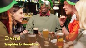  Presentation with saint patrick day - Presentation enhanced with group-of-happy-young-intercultural background and a tawny brown colored foreground