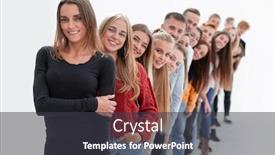  Presentation with group - Colorful slide set enhanced with group-of-happy-young-people backdrop and a dark gray colored foreground