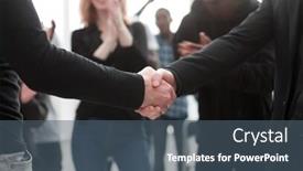  Presentation with leaders - Slide set having group-of-happy-young-people background and a ocean colored foreground